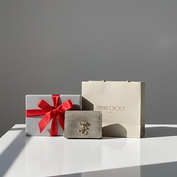 Jimmy Choo NEMO Croc-Embossed Wallet – Sand - Picture 2 of 9